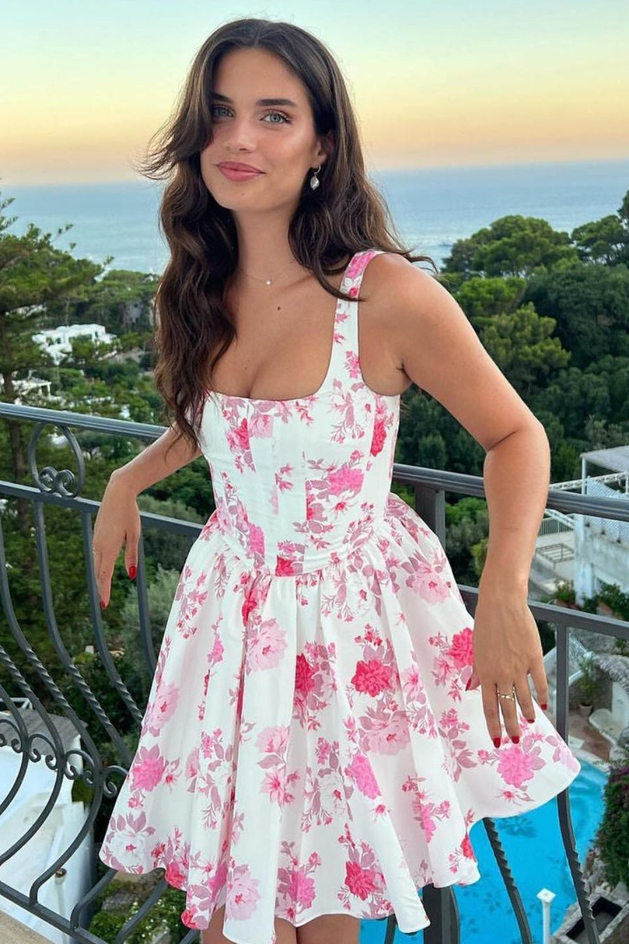 Off Shoulder Floral Ruched Mini Dress Main image