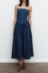 Strapless A-Line Denim Dress