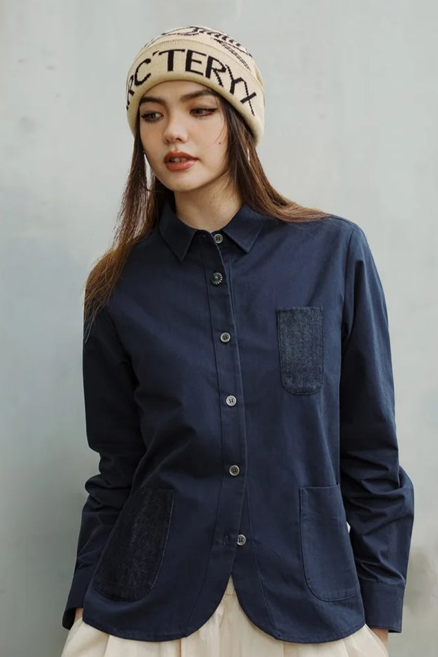 Navy Long Sleeve Casual Jacket Main image