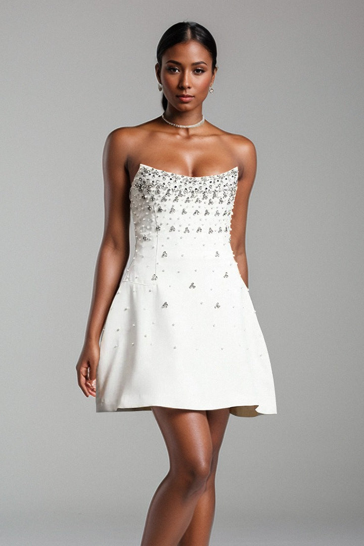 Elegant Slim Rhinestone Strapless Waist Bandage Cocktail Dress Secondary image
