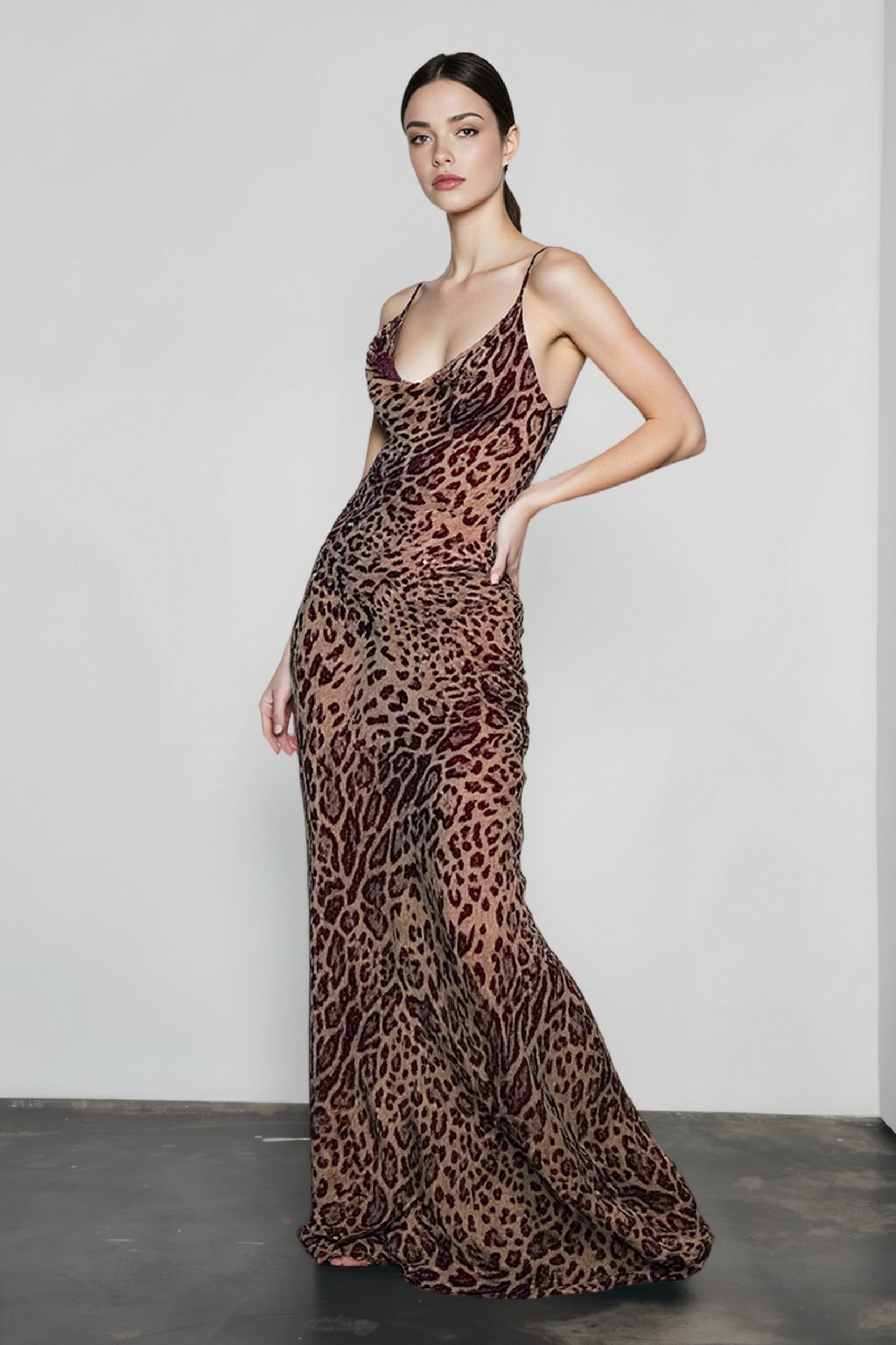 Leopard Low Back Slip Dress Main image