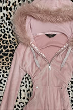 Fuzzy Cropped Zip-Up Fitted Hoodie
