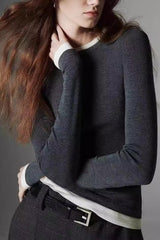 Two-in-One Contrast Trim Knit Top