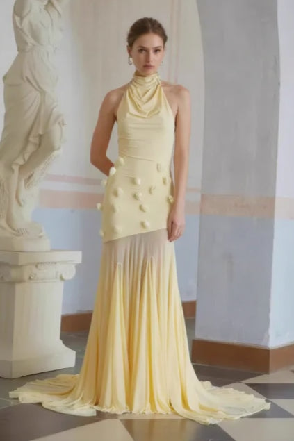 Sexy Backless Halter Paneled Flared Mermaid Party Dress Main image
