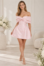 Luxury Ladylike Bow Embellished Strapless Party Dress