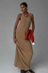 Distressed Slim Tank Top Knit Bodycon Maxi Sweater Dress