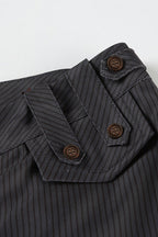 Striped Low Rise Asymmetric Flared Tailored Pants