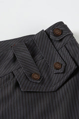 Striped Low Rise Asymmetric Flared Tailored Pants