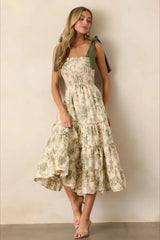 Sleeveless Halter Empire Waist Floral Dress