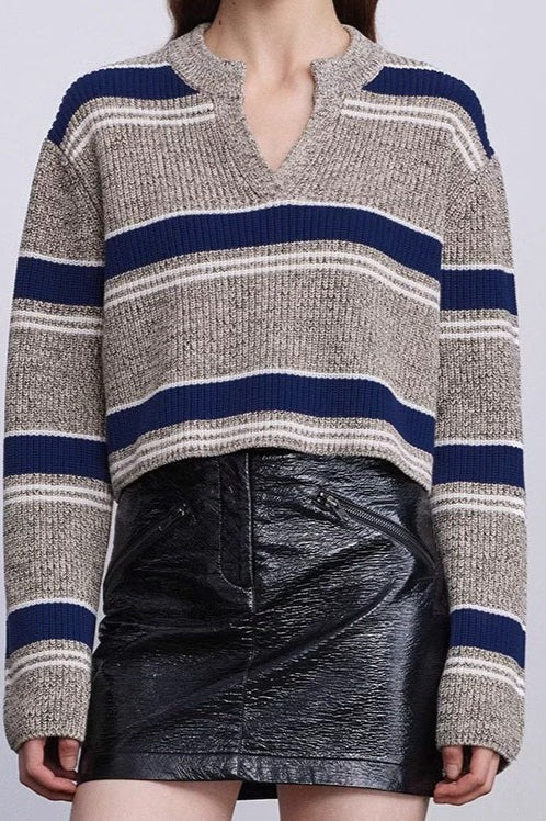 Colorful Striped Knit V-Neck Sweater Main image