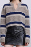 Colorful Striped Knit V-Neck Sweater