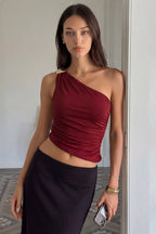 One-Shoulder Sexy Fitted  Crop Top