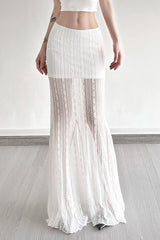 Sheer Lace Mermaid Slit Maxi Skirt