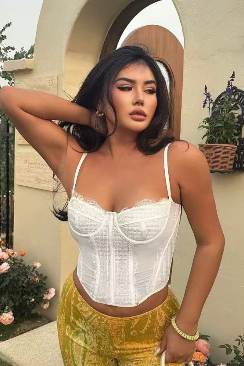 Push Up Lace Trim Sheer Cami Top Secondary image