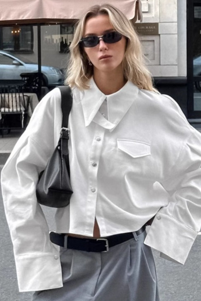 Unique Cropped Collared Blouse Secondary image