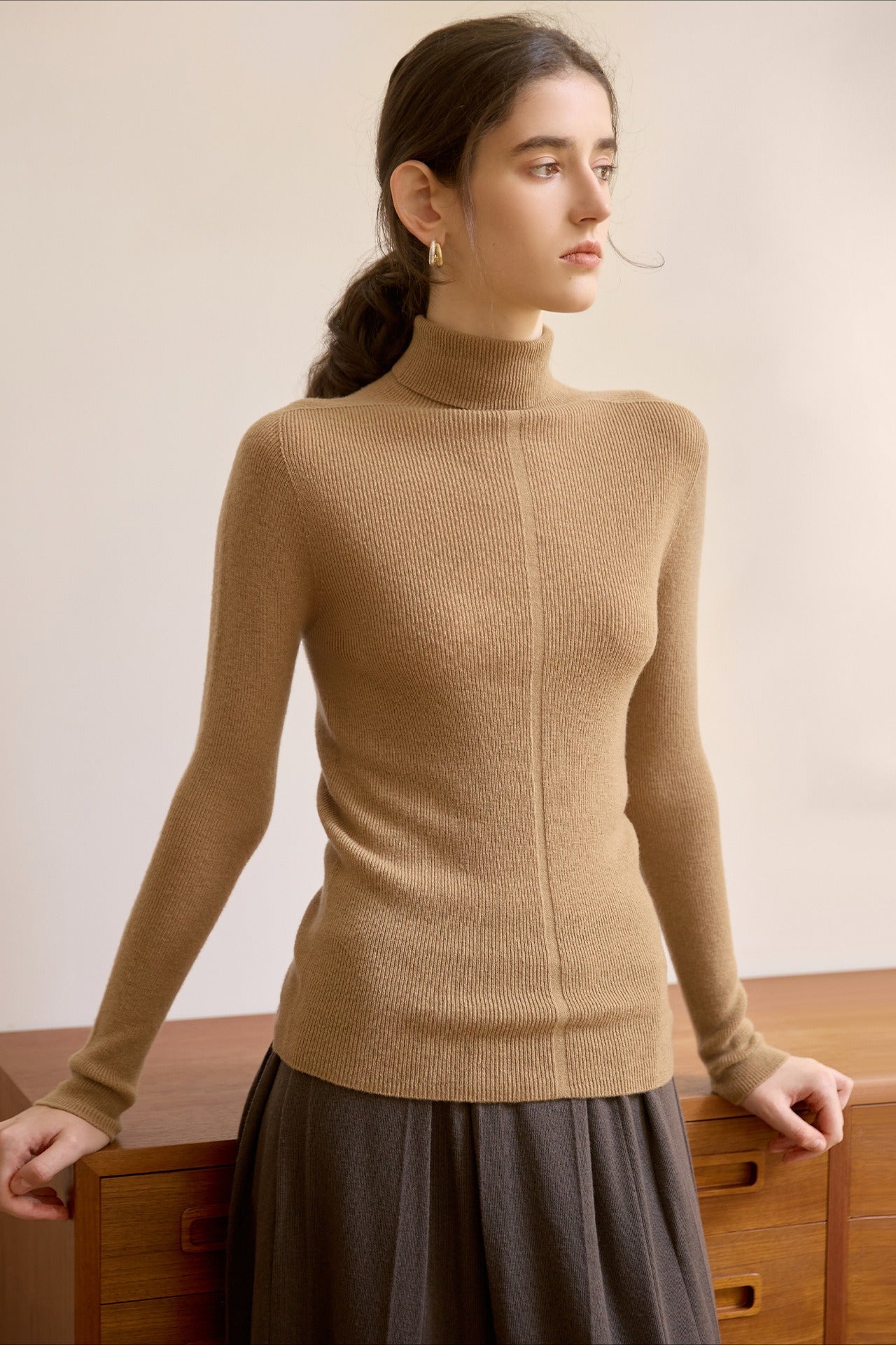 Pure Wool Turtle Neck Knit Top Secondary image