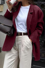 Minimalist Solid Color Tailored Coat