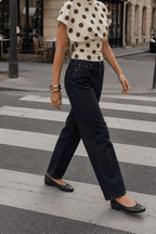 Polka Dot Waist Cinched Slim Crop Top