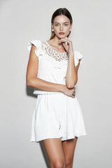 Lace Insert Solid Color Vacation Set