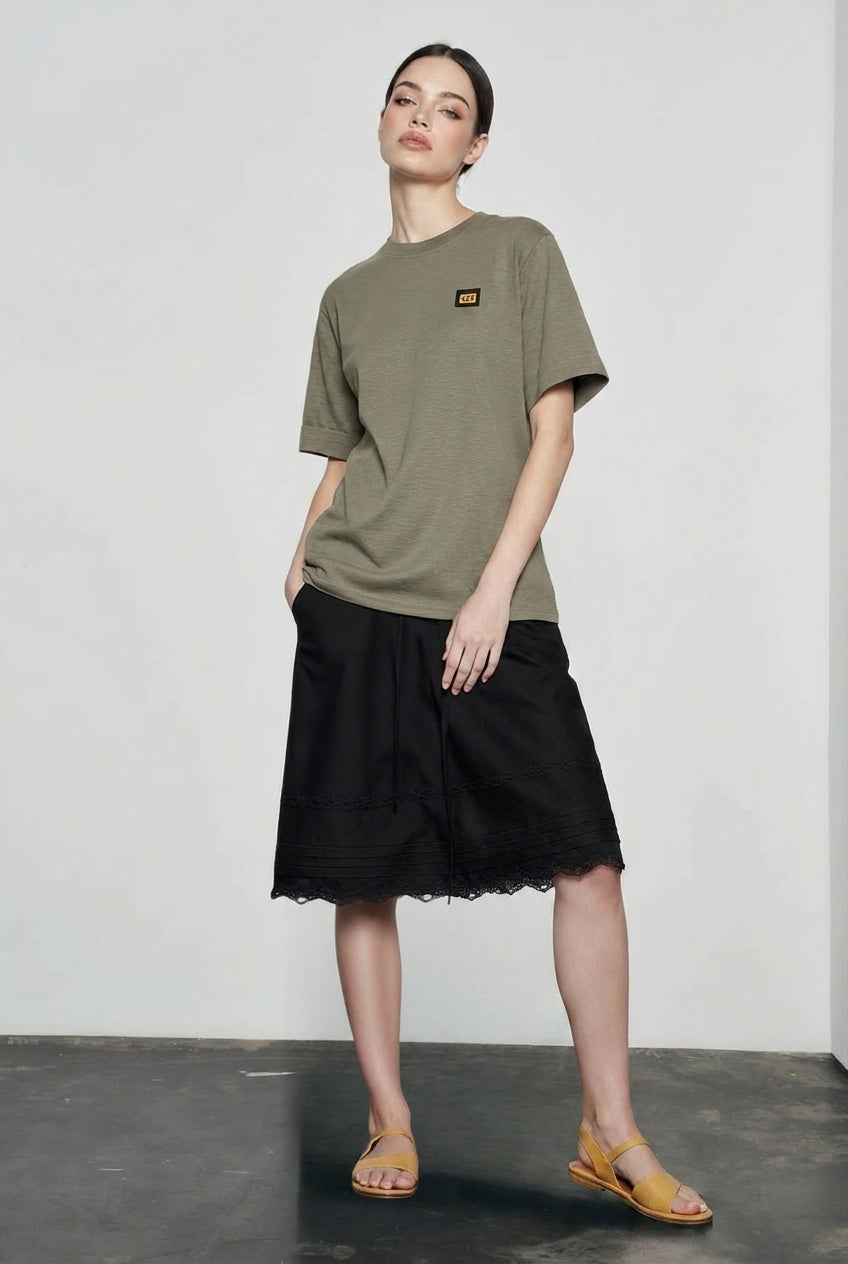 Lace Trim Acetate Midi Vacation Skirt Secondary image