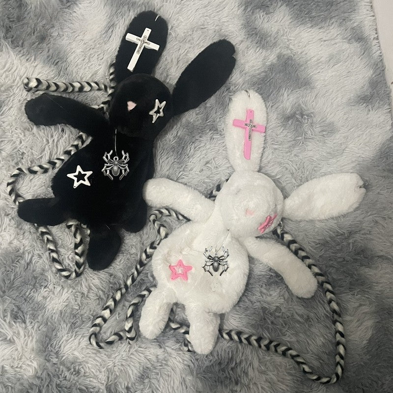 Harajuku Gothic Chain Soft Plush Y2K Punk Bunny Backpack Crossbody Shoulder Bag Main image