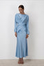Solid Satin Cinched Waist Skirt Set