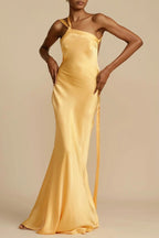 Bodycon Asymmetrical Neck Silk Dress