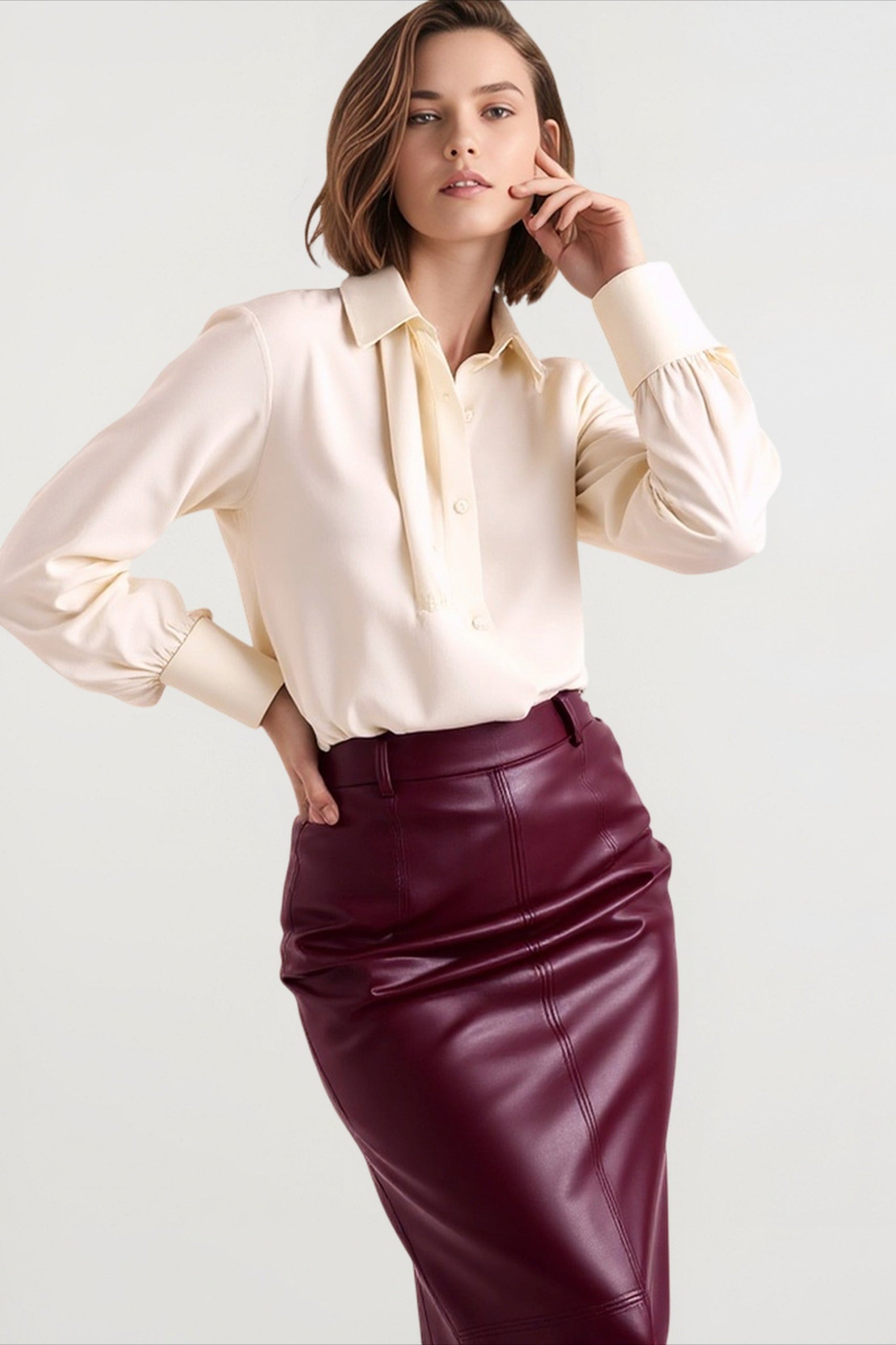 High Waist PU Leather Bodycon Maxi Skirt Main image