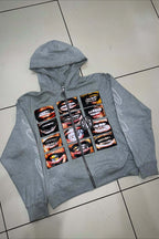 Mouth Collage Graphic Rhinestone Full Zip Hoodie