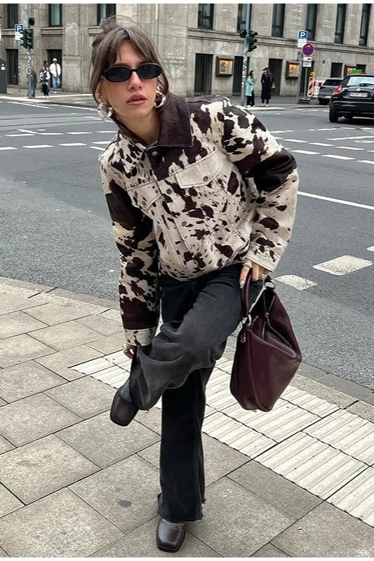 Casual Cow Print Street Jacket Main image