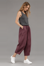 Elastic Waist Vintage Lady Loose Casual Pants