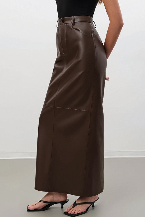 Retro PU Leather A-Line Bodycon Skirt Secondary image