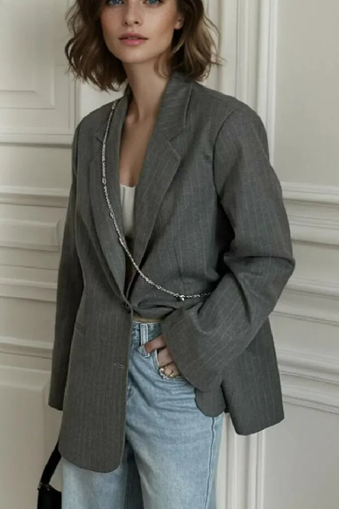 Striped Flare Cuff Blazer Main image