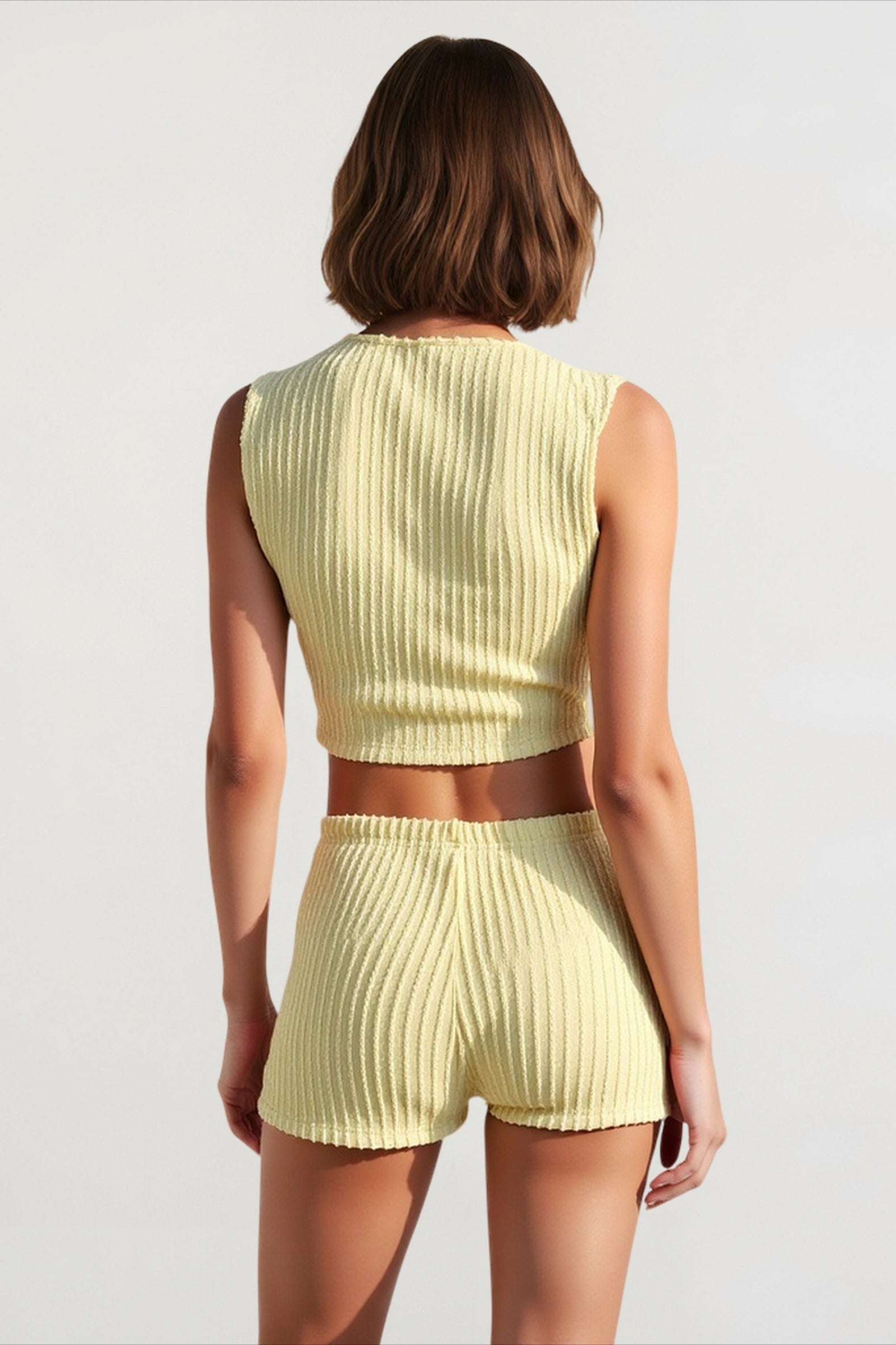 Knit Crop Top Bodycon Shorts Vacation Set Secondary image