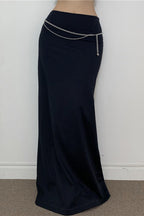 American Retro Solid Color Draped Skirt