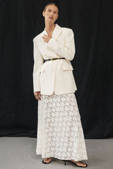 Elegant Sheer Lace Bodycon Maxi Skirt