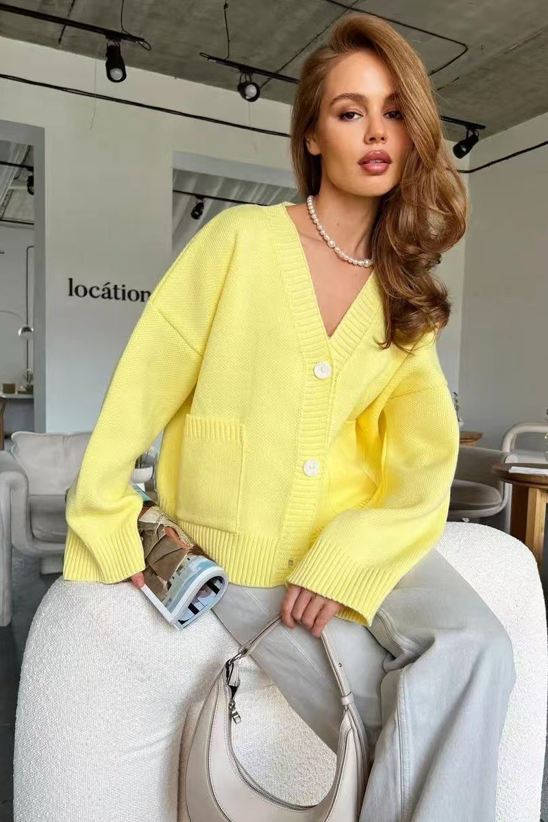 Loose Fit V Neck Cardigan Sweater Secondary image