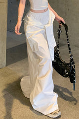 Tie Detail Ruched Pocket Loose Slouchy Cargo Casual Pants