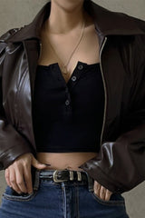 Glossy Vintage Motorcycle Style Jacket