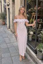 Sweet Ruffle Vacation Polka Dot Maxi Dress