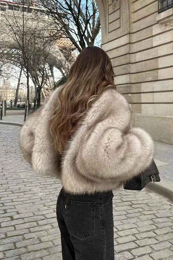 Textured Faux Fur Wide Sleeve Coat Secondary image