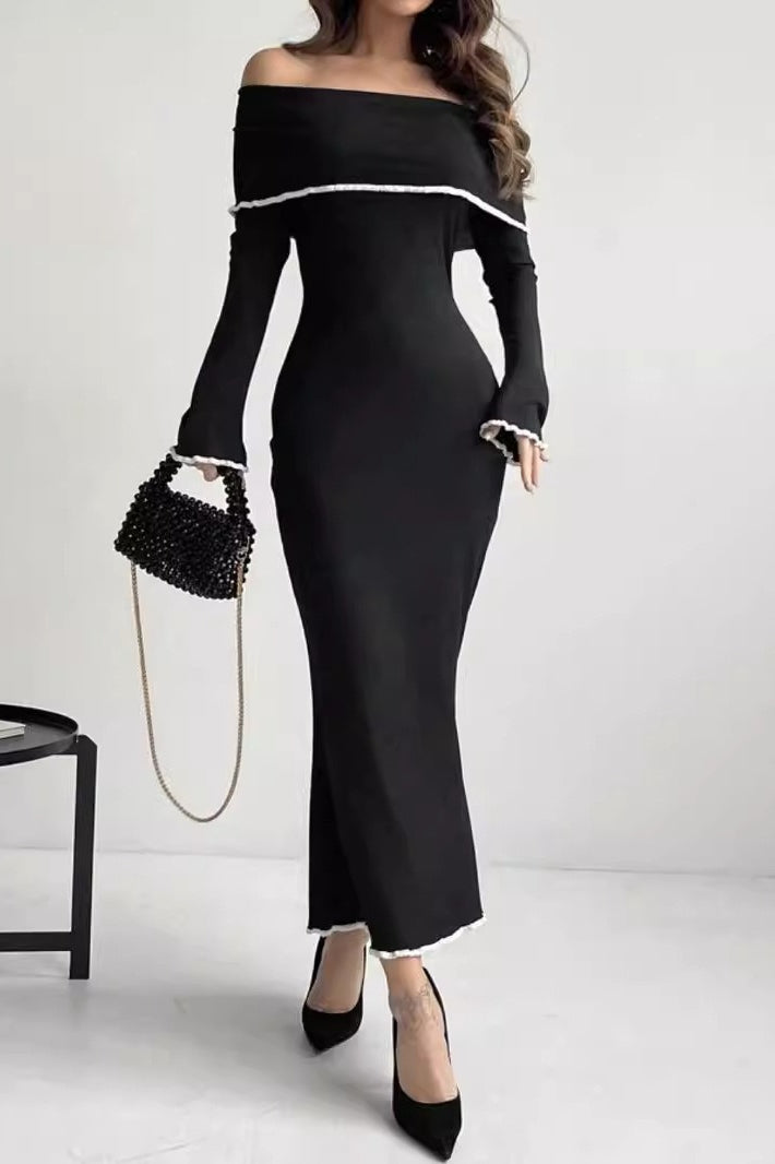 One-Shoulder Knit Work Dress Main image