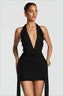 Rhinestone Plunge Halter Scarf Tie Bodycon Mini Dress