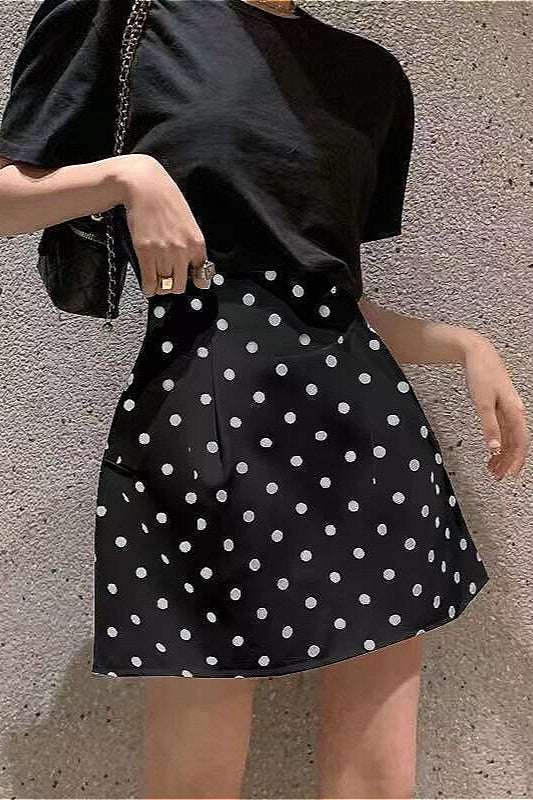 French Style High-Waisted Polka Dot Mini Skirt Secondary image