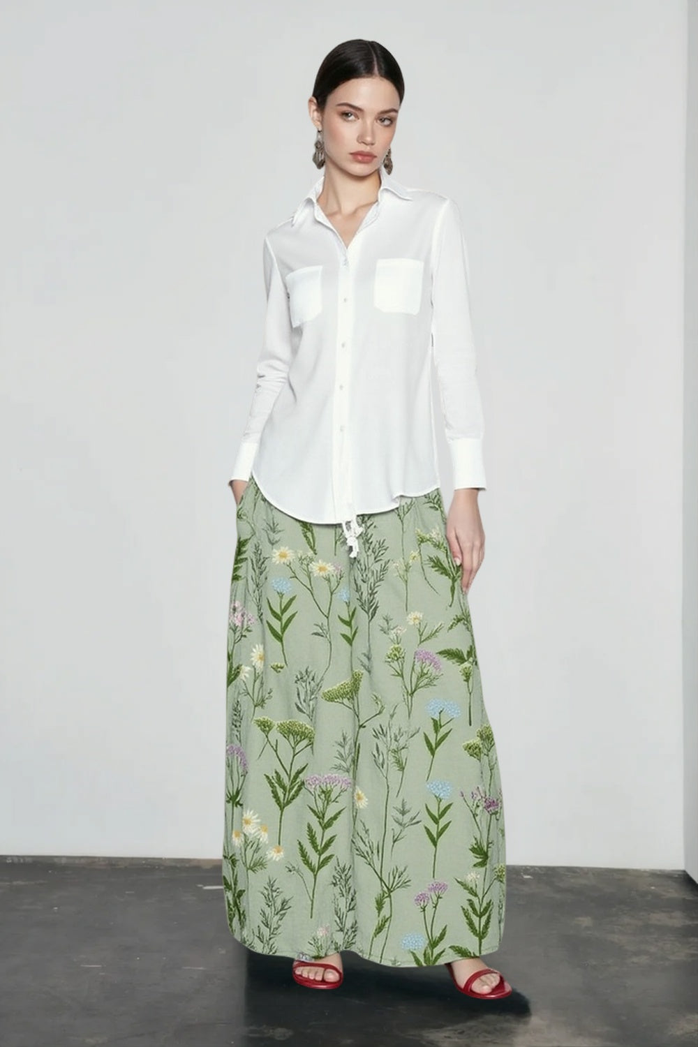 Floral Print Pocket Casual Vacation Skirt Secondary image
