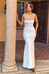 Backless Tie Cami Mermaid Lace Dress