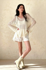 Knitted Openwork Loose Long Sleeve Chic Blouse