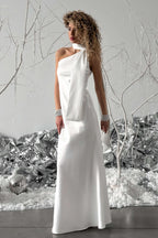 One Shoulder Fitted Silk Dress