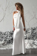 One Shoulder Fitted Silk Dress