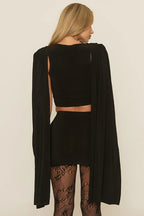 Cowl Neck Shawl Ruched  Two Piece Set